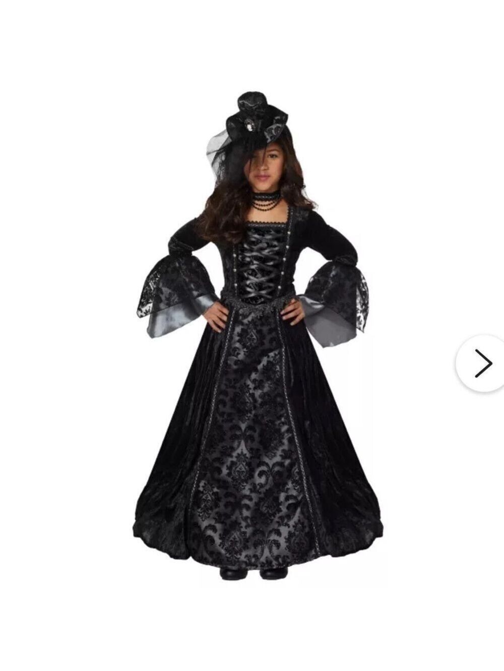 Victorian Spirit Girl Halloween Costume Black Princess Gothic Witch Large 12-14